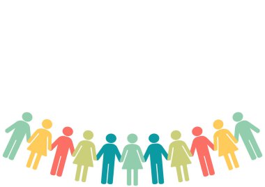 Beyaz arka planda renkli kağıt adam ve kadın zinciri