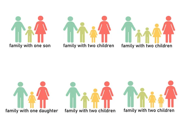 Ilustracja Rodziny Różną Liczbą Członków Rodziny — Wektor stockowy