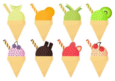 Çeşitli aromalı dondurma çizimi