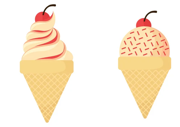 Cherry Ice Cream Illustration — Stock Vector