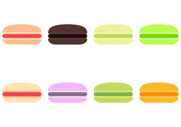 Een Verzameling Kleurrijke Macaroon Illustraties — Stockvector