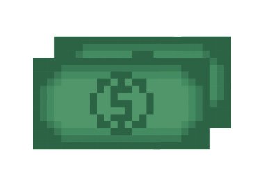 Piksel temalı dolar banknot illüstrasyonu