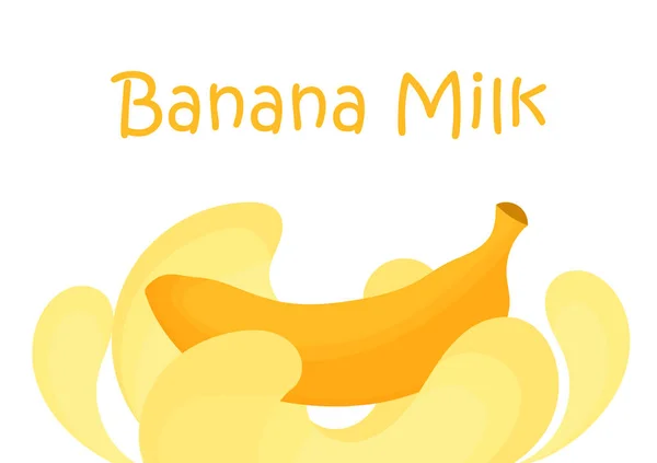 香蕉乳背景 带有牛奶飞溅和香蕉果 — 图库矢量图片