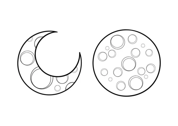 Mão Desenhada Lua Crescente Lua Cheia Ilustração —  Vetores de Stock