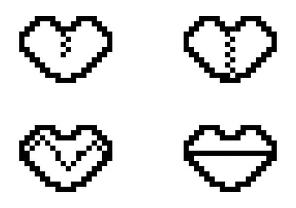 心臓のデザインの概念のコレクション白と黒 — ストックベクタ