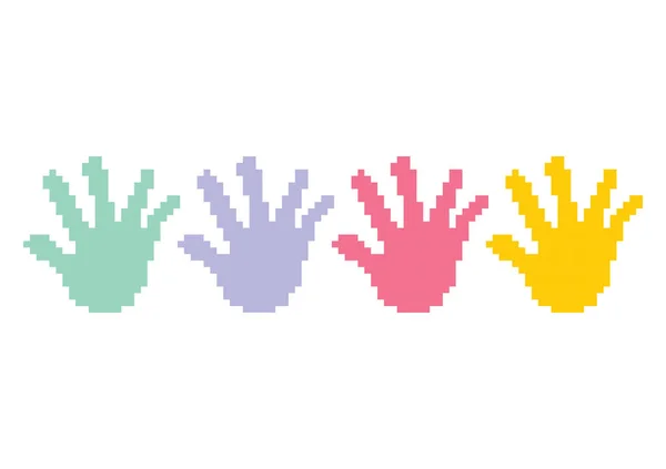Piksel Temalı Renkli Palmiye Koleksiyonu — Stok Vektör