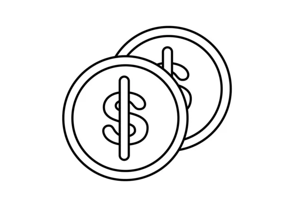 中间有美元符号的硬币的轮廓 — 图库矢量图片