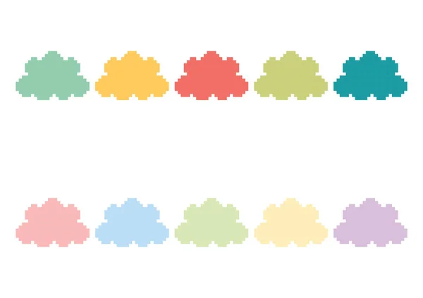 Коллекция Разноцветных Облаков Стиле Пиксельной Тематики — стоковый вектор