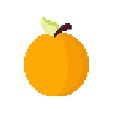 orange fruit illustration with pixel theme on white background