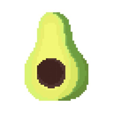 avocado fruit illustration with pixel theme on white background
