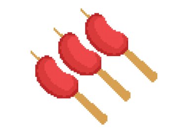 sausage illustration with pixel theme on white background