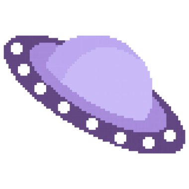 ufo illustration with pixel theme on white background