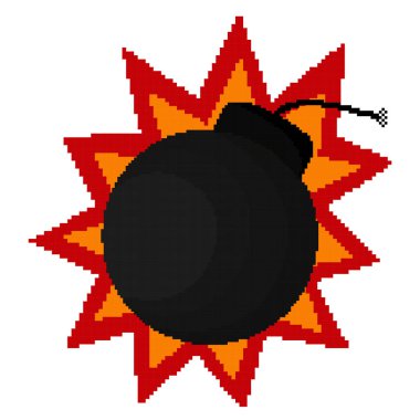 bomb illustration with pixel theme on white background