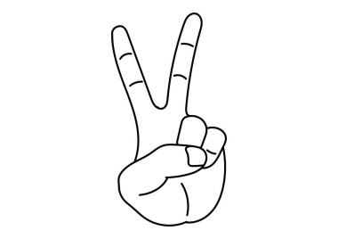 hand drawn illustration of a finger showing the number two on white background