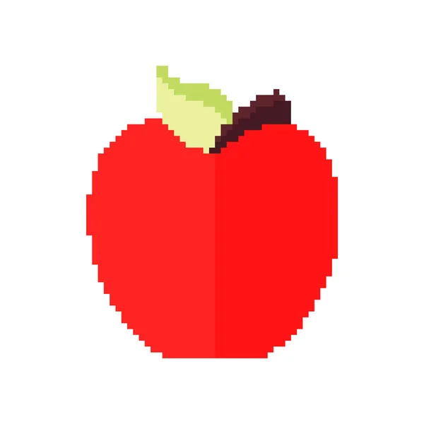 Apple Fruit Illustration Pixel Theme White Background — Stok Vektör