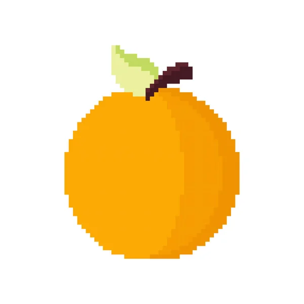 Orange Fruit Illustration Pixel Theme White Background — Stock Vector