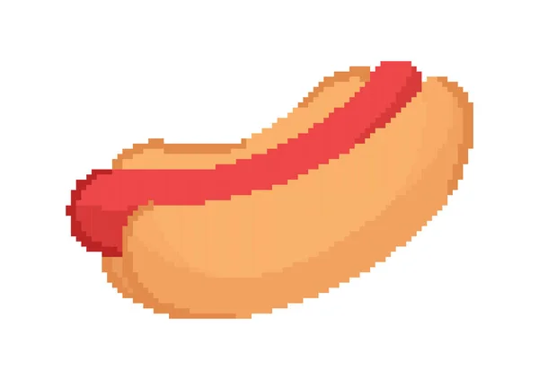 Hot Dog Illustration Pixel Theme White Background — Stok Vektör