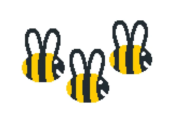 Εικονογράφηση Μέλισσα Θέμα Pixel Λευκό Φόντο — Διανυσματικό Αρχείο