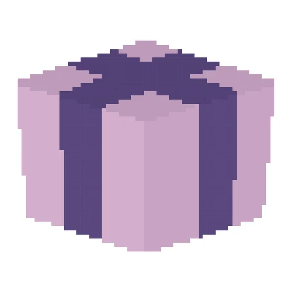Gift Box Illustration Pixel Theme White Background — Vetor de Stock