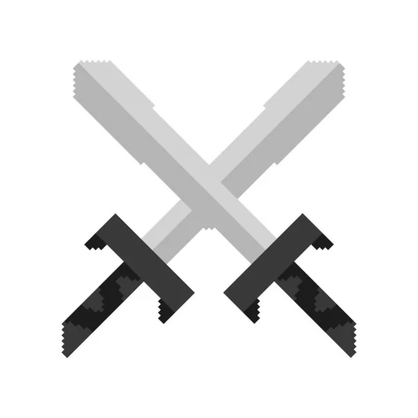 Απεικόνιση Σπαθί Θέμα Pixel Λευκό Φόντο — Διανυσματικό Αρχείο