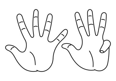 hand drawn illustration of a finger showing the number nine on white background