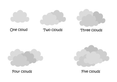 a collection of cloud illustrations on a white background