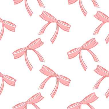 pink ribbon seamless pattern on white background