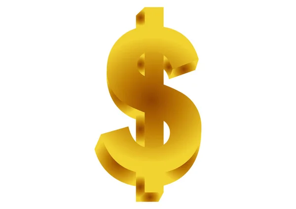 Dollar Sign Elegant Golden Color Gradient White Background — Vetor de Stock