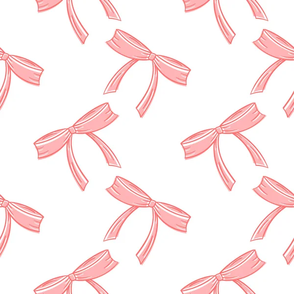 Pink Ribbon Seamless Pattern White Background — ストックベクタ