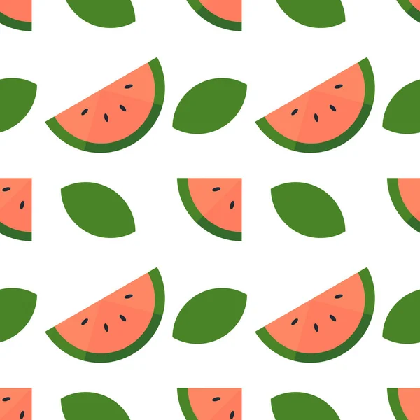 Wassermelonenfrucht Nahtloses Muster Leuchtend Rosa Farbe Auf Weißem Hintergrund — Stockvektor