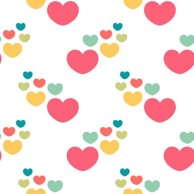 Dikişsiz desen renkli Kalpler