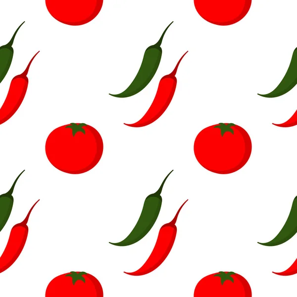 Chili Tomaat Naadloos Patroon — Stockvector