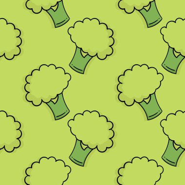 Brokoli sebzeli el çizimi kusursuz desen