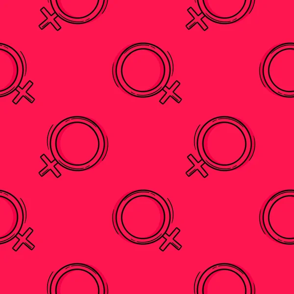 Hand Drawn Seamless Pattern Female Gender Symbol — Stock Vector