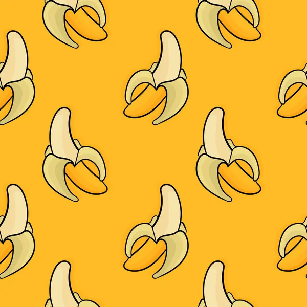 Banaan Hand Getekend Naadloos Patroon — Stockvector