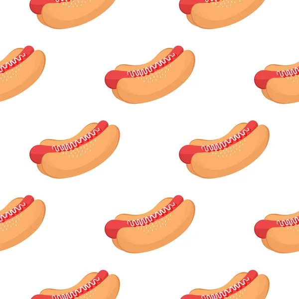 Hot Dog Nahtloses Muster Auf Weißem Hintergrund — Stockvektor