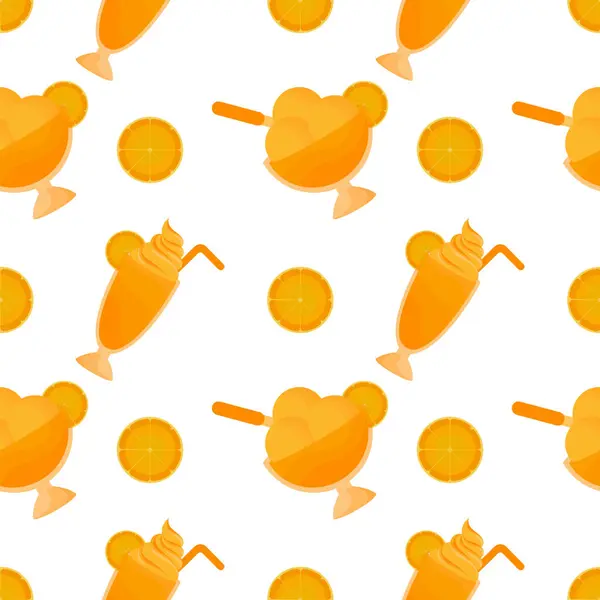 Crème Glacée Orange Motif Sans Couture — Image vectorielle