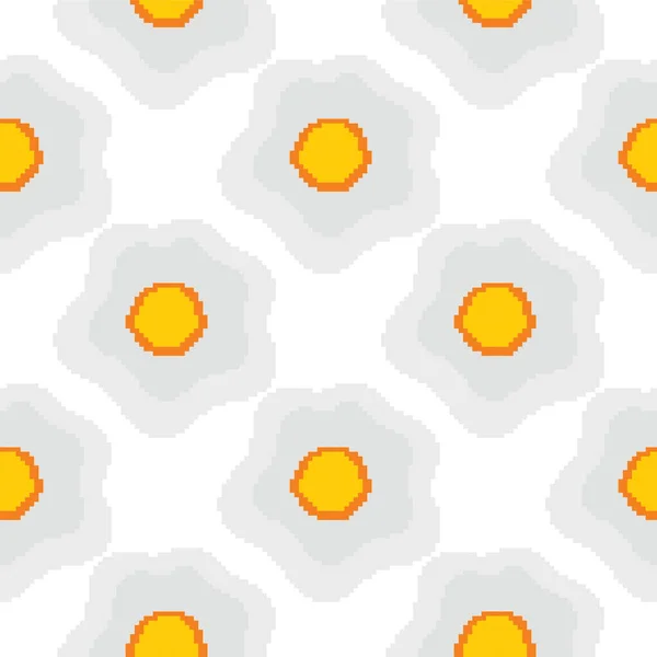 Seamless Pattern Scrambled Eggs Pixel Style — Stock Vector