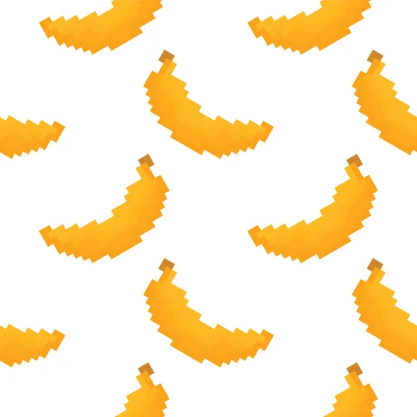 Банановий Фруктовий Безшовний Візерунок Піксельному Стилі — стоковий вектор
