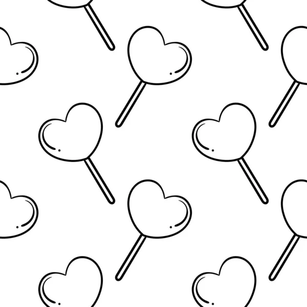 Motif Sans Couture Dessiné Main Bonbons Coeur Forme — Image vectorielle