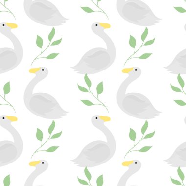 Ördek ve yaprak dikişsiz desen