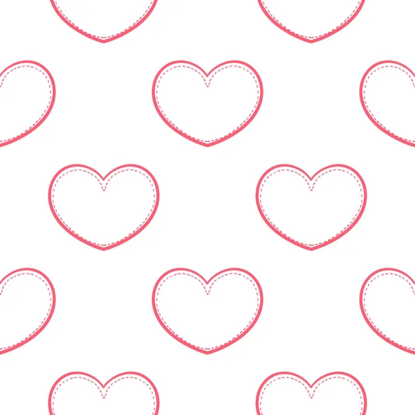 Coeur Rose Motif Sans Couture Pointillé Style Ligne — Image vectorielle