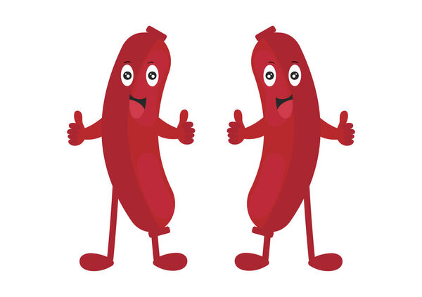 sausage mascot with thumb