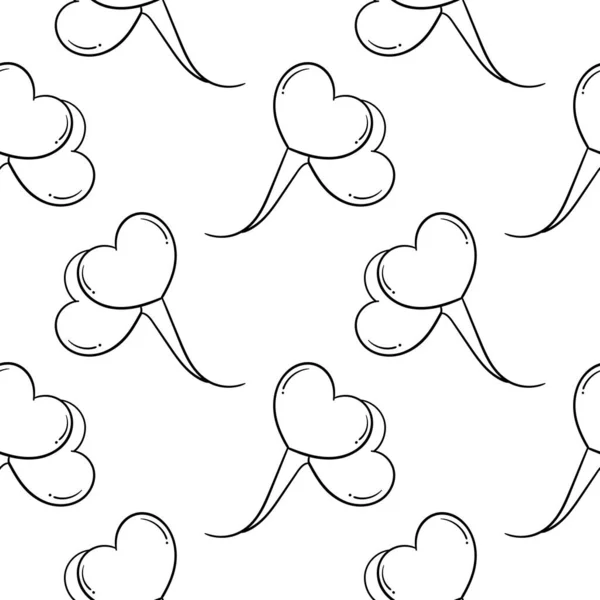 Motif Sans Couture Dessiné Main Ballons Cardiaques — Image vectorielle