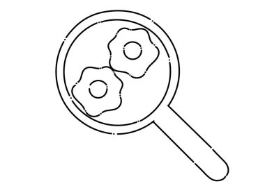 Noktalı bir tavada kızarmış yumurta çizimi.