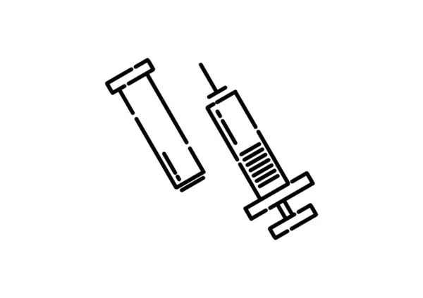 Illustrazione Iniezione Vaccino Linea Tratteggiata — Vettoriale Stock