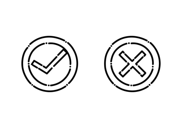 Знак Перевірки Хрест Стилі Пунктирної Лінії — стоковий вектор