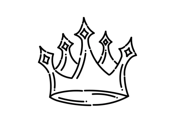 Koningin Kroon Illustratie Stippellijn Stijl — Stockvector