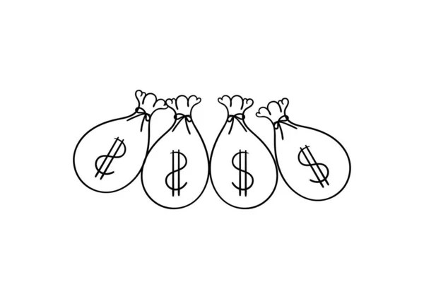 Ručně Kreslené Ilustrace Tašky Peníze Znakem Dolaru — Stockový vektor