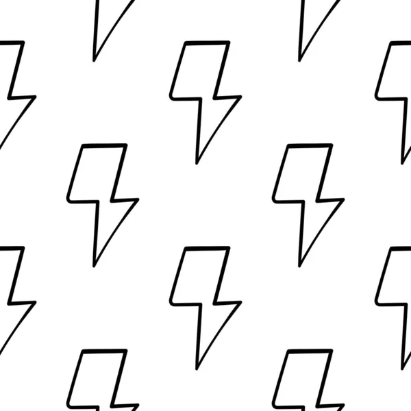 Lightning Hand Drawn Seamless Pattern — Vetor de Stock